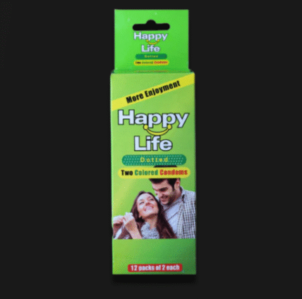 Happy Life Dotted Two-Coloured Condoms – 12 Packs of 2 | Fun & Safe Intimacy in Pakistan